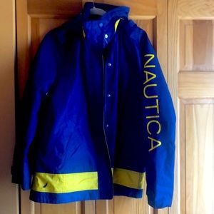 Navy blue and yellow water resident jacket. Size xxl Nautica brand.
